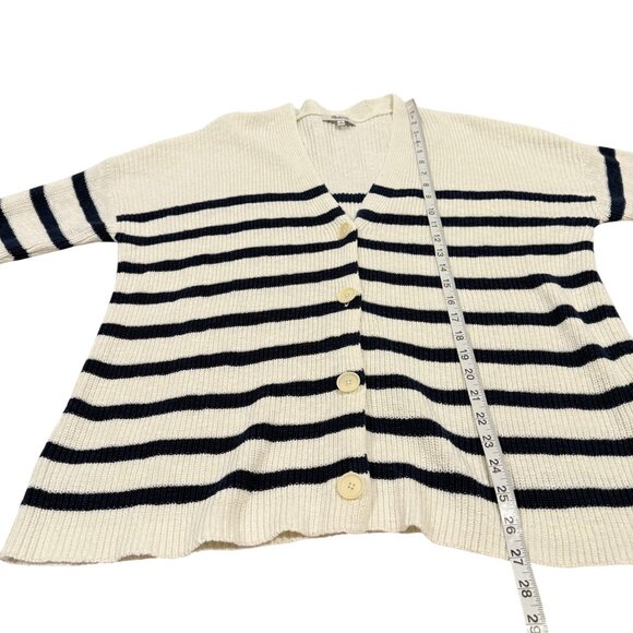 Madewell V-Neck Button-Front Long Blue White Stripe Cardigan Sweater Size M - Picture 7 of 7